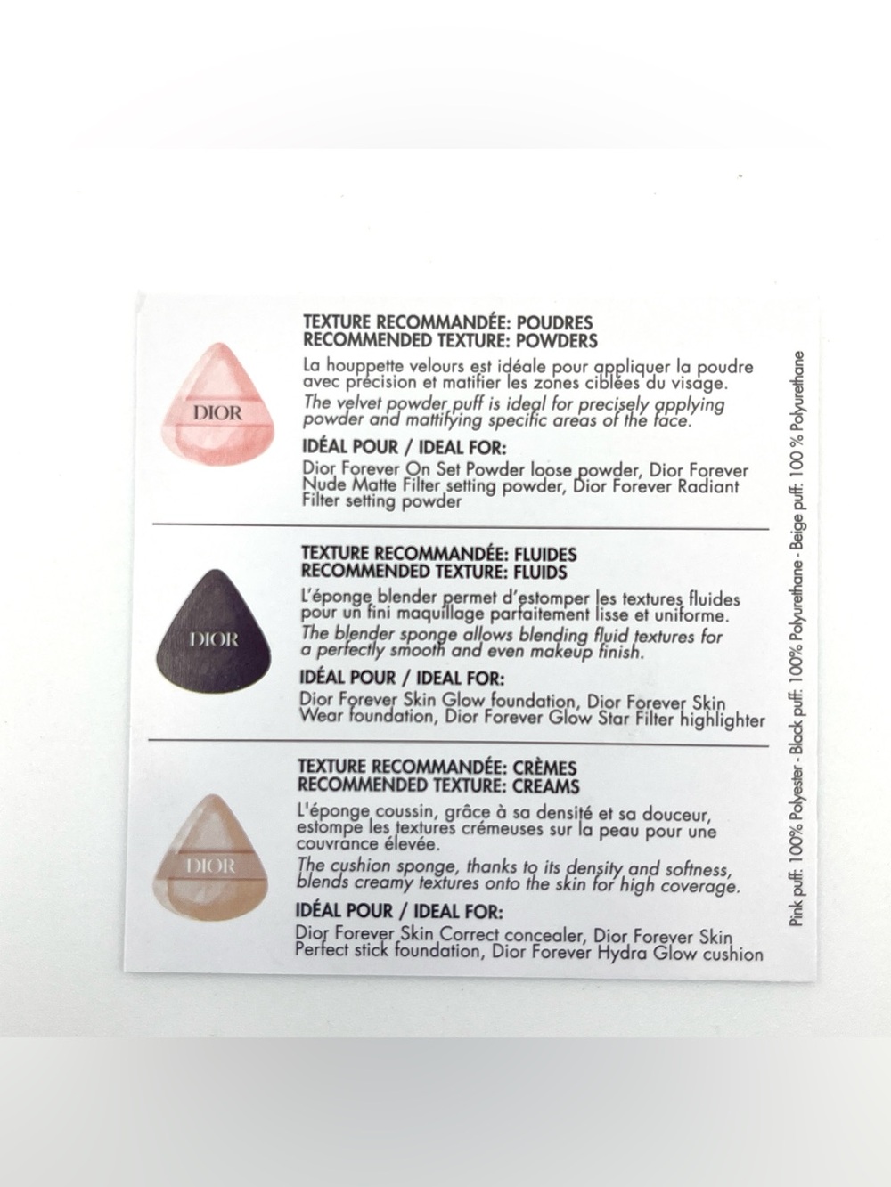 Dior Forever Mini Puffs Set 3pc Puffs For Fluids, Creams , Powders + Travel Case - Picture 7 of 7